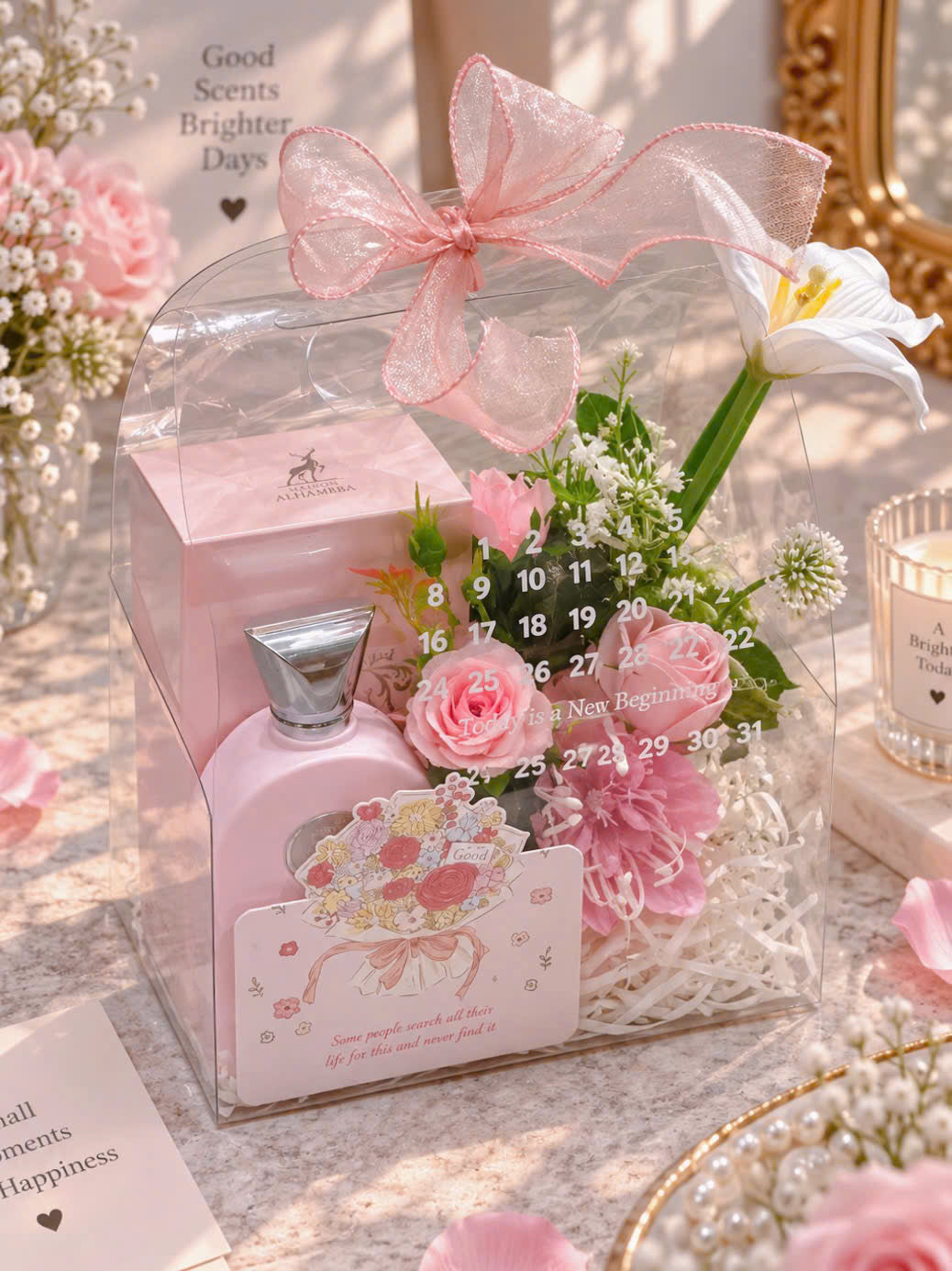 Hộp quà Maison Alhambra Delilah Pour Femme 100ml với nơ hồng