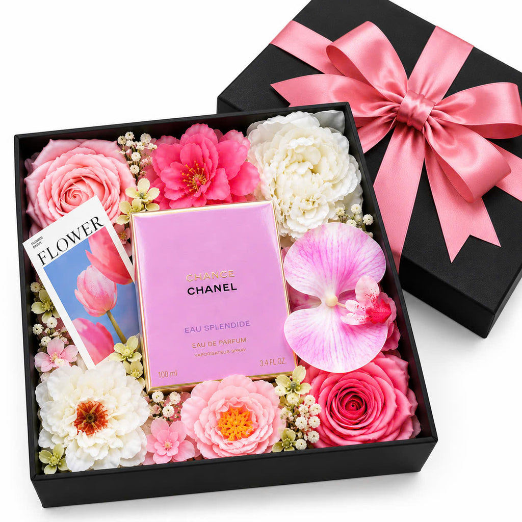 Bộ quà Chanel Chance Eau Splendide 100ml với hộp đen và nơ hồng