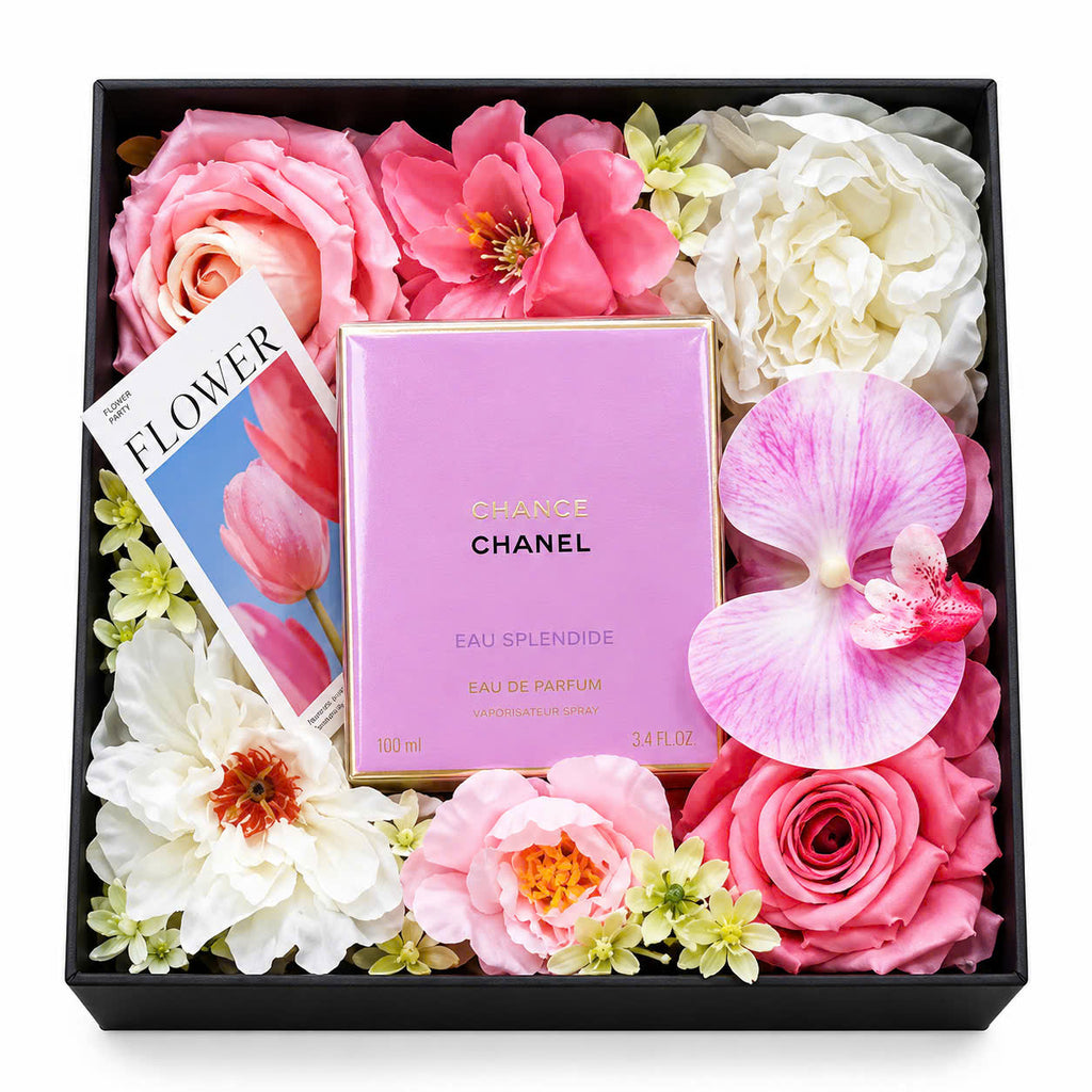 Hộp quà Chanel Chance Eau Splendide EDP 100ml với hoa trang trí
