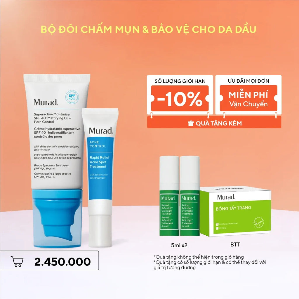 Bộ Đôi Chấm Mụn & Bảo Vệ Da Dầu Murad Acne (2 Sản Phẩm)