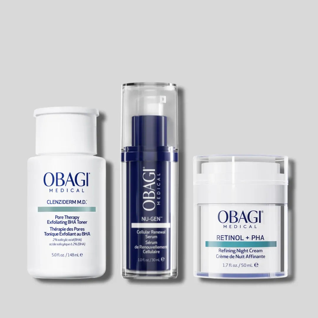 Bộ Ba Làm Sạch Sâu & Trẻ Hóa Da Cấp Độ Tế Bào BHA Toner & Retinol + PHA & Obagi Nu-Gen