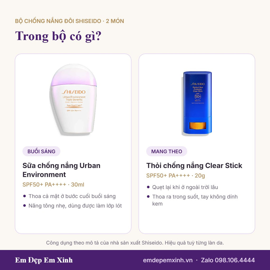 Trong Bộ Chống Nắng Đôi Shiseido có gì