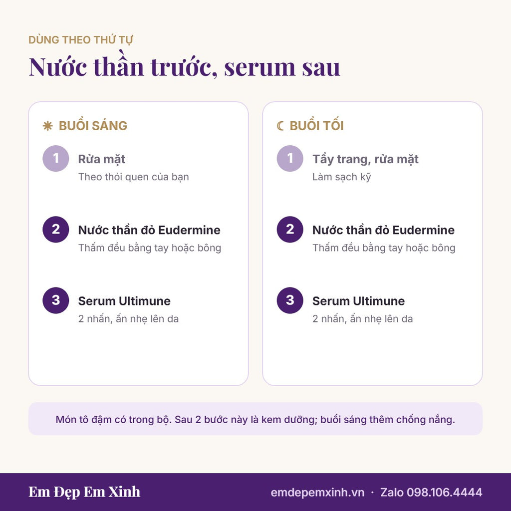 Cách dùng Bộ Đôi Đỏ Shiseido: nước thần trước, serum sau