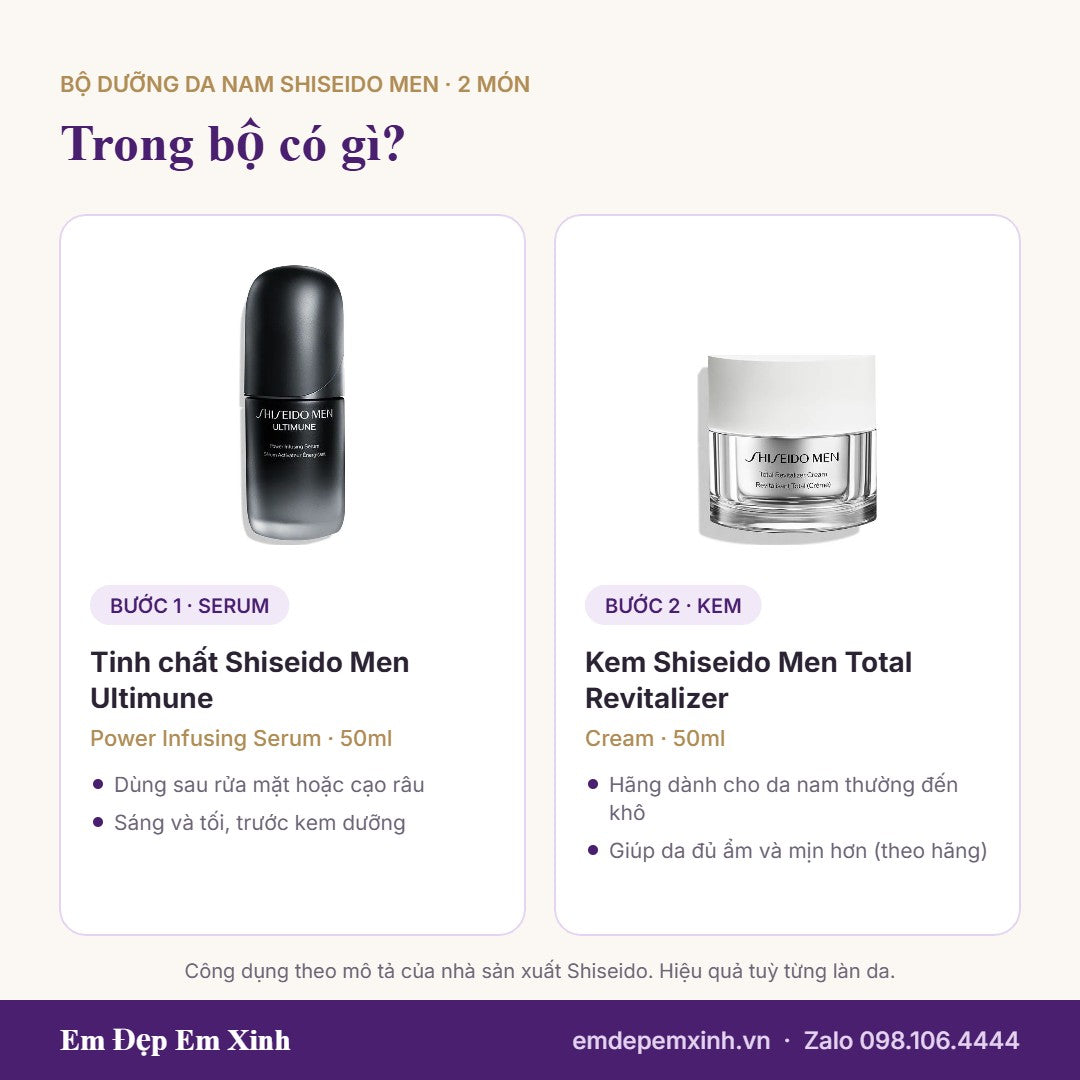 Trong Bộ Dưỡng Da Nam Shiseido Men có gì