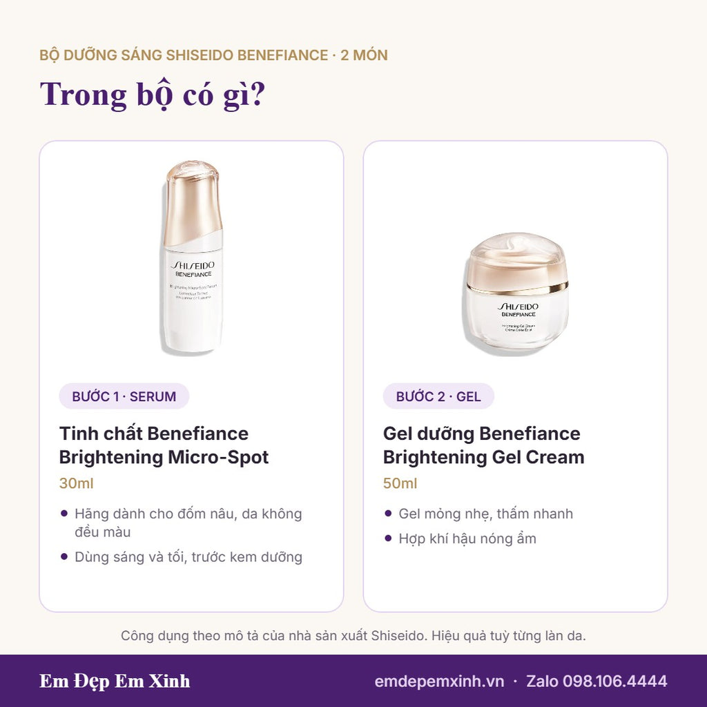 Trong Bộ Dưỡng Sáng Da Shiseido Benefiance có gì