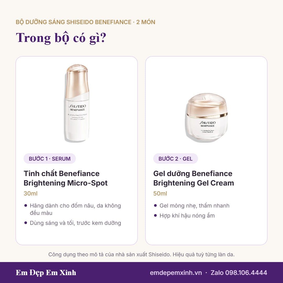 Trong Bộ Dưỡng Sáng Da Shiseido Benefiance có gì