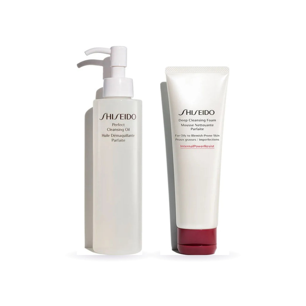 Bộ Làm Sạch 2 Bước Shiseido gồm dầu tẩy trang Perfect Cleansing Oil 180ml và sữa rửa mặt Deep Cleansing Foam 125ml