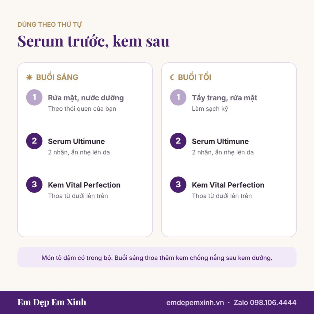 Cách dùng Bộ Nâng Cơ Shiseido: serum trước, kem sau