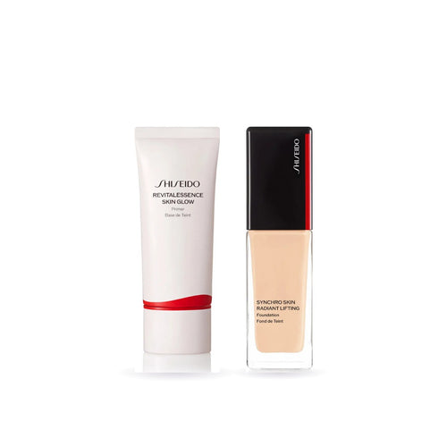 Bộ Trang Điểm Nền Shiseido gồm kem lót Revitalessence Skin Glow Primer và kem nền Synchro Skin Radiant Lifting