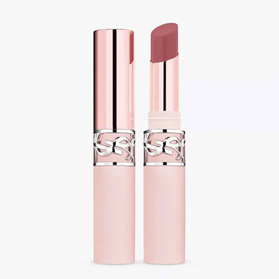 Ảnh thỏi son YSL vỏ hồng với logo ánh bạc