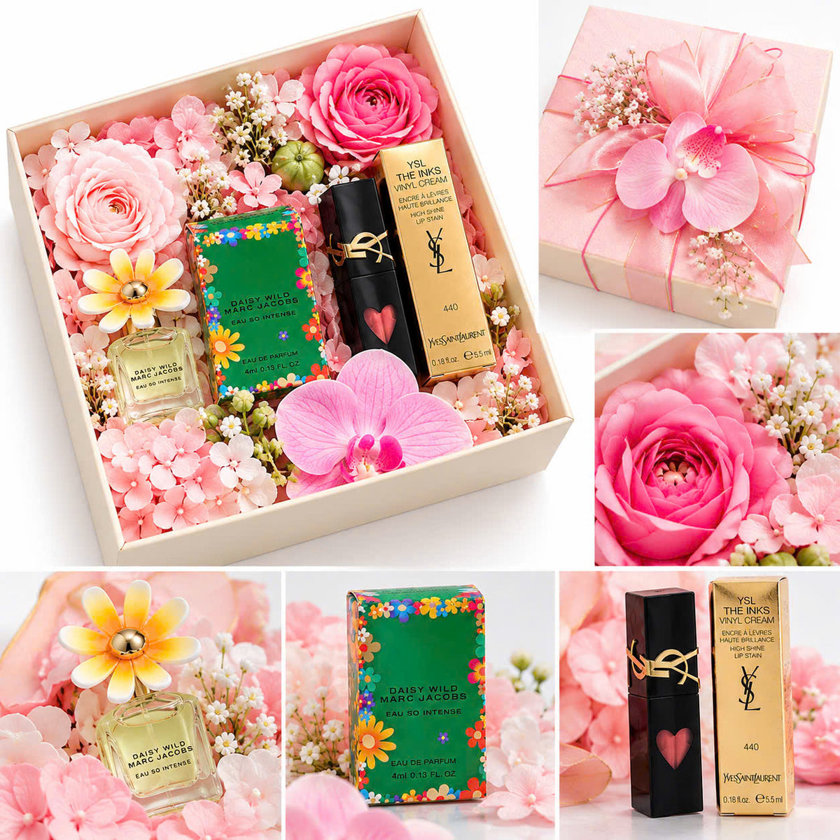 Hộp Quà Son YSL Vinyl Cream 440 & Nước Hoa Marc Jacobs Daisy Wild Eau So Intense 4ml – Quà Tặng 20/10