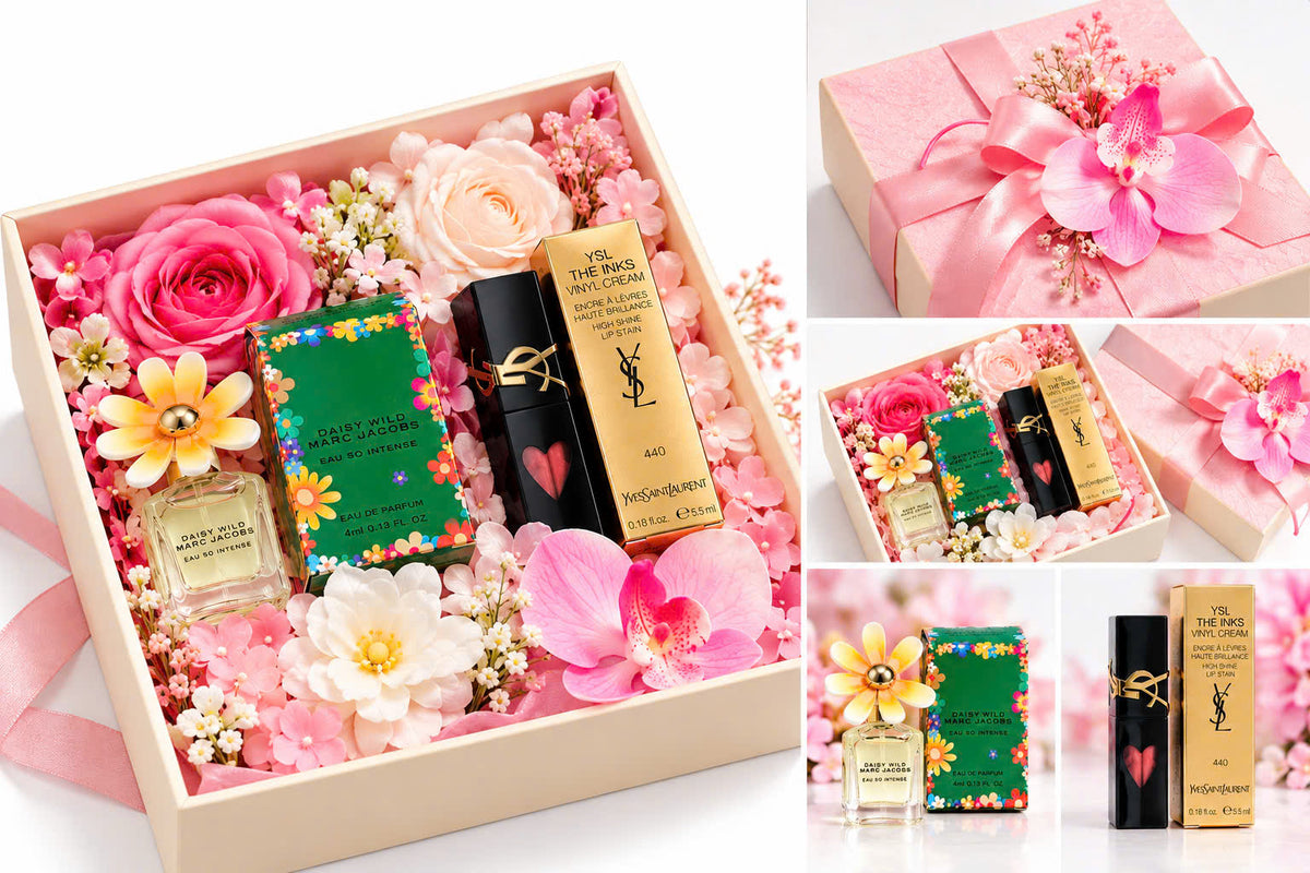 Hộp Quà Son YSL Vinyl Cream 440 & Nước Hoa Marc Jacobs Daisy Wild Eau So Intense 4ml – Quà Tặng 20/10