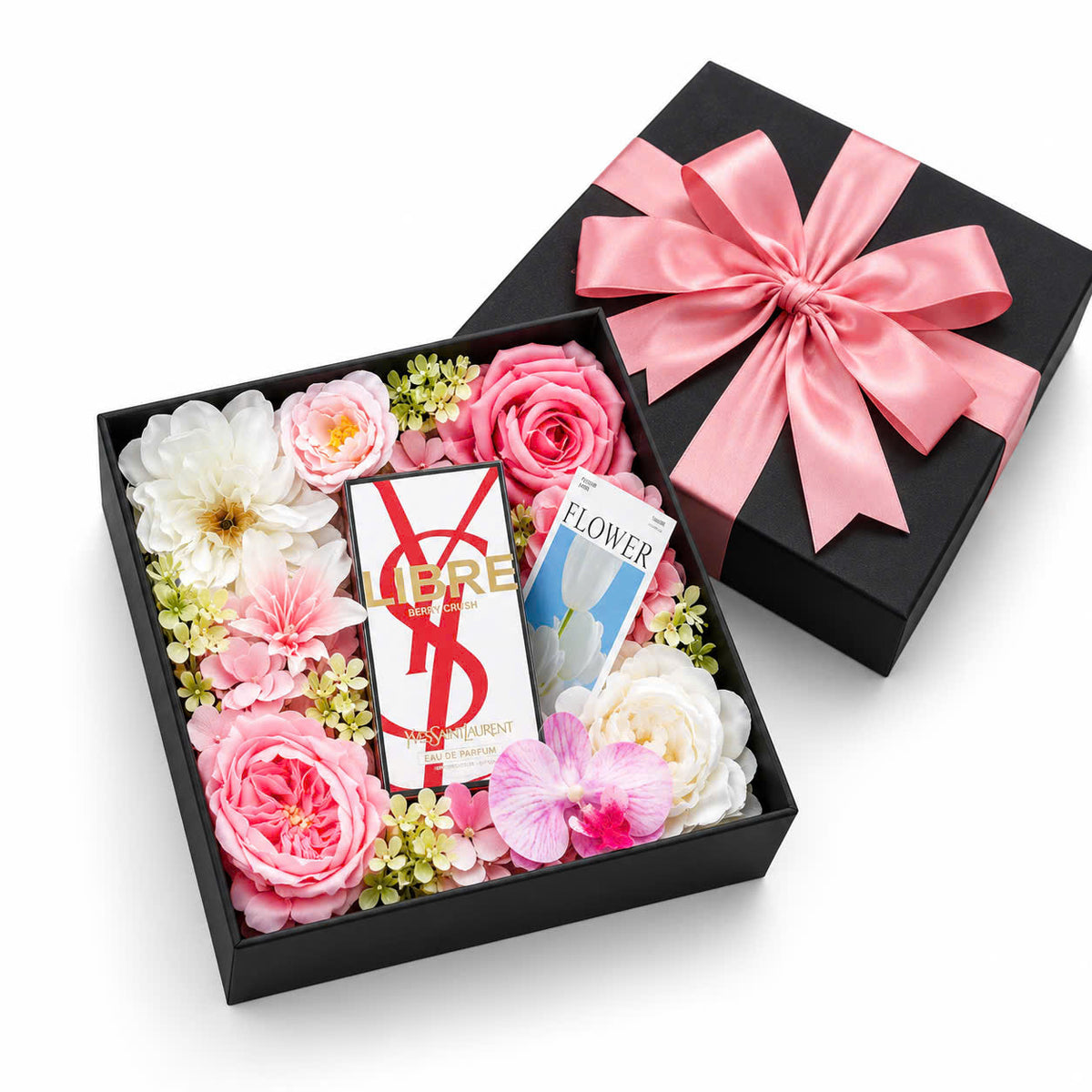 Bộ quà YSL Libre Berry Crush 90ml với hộp đen thắt nơ hồng