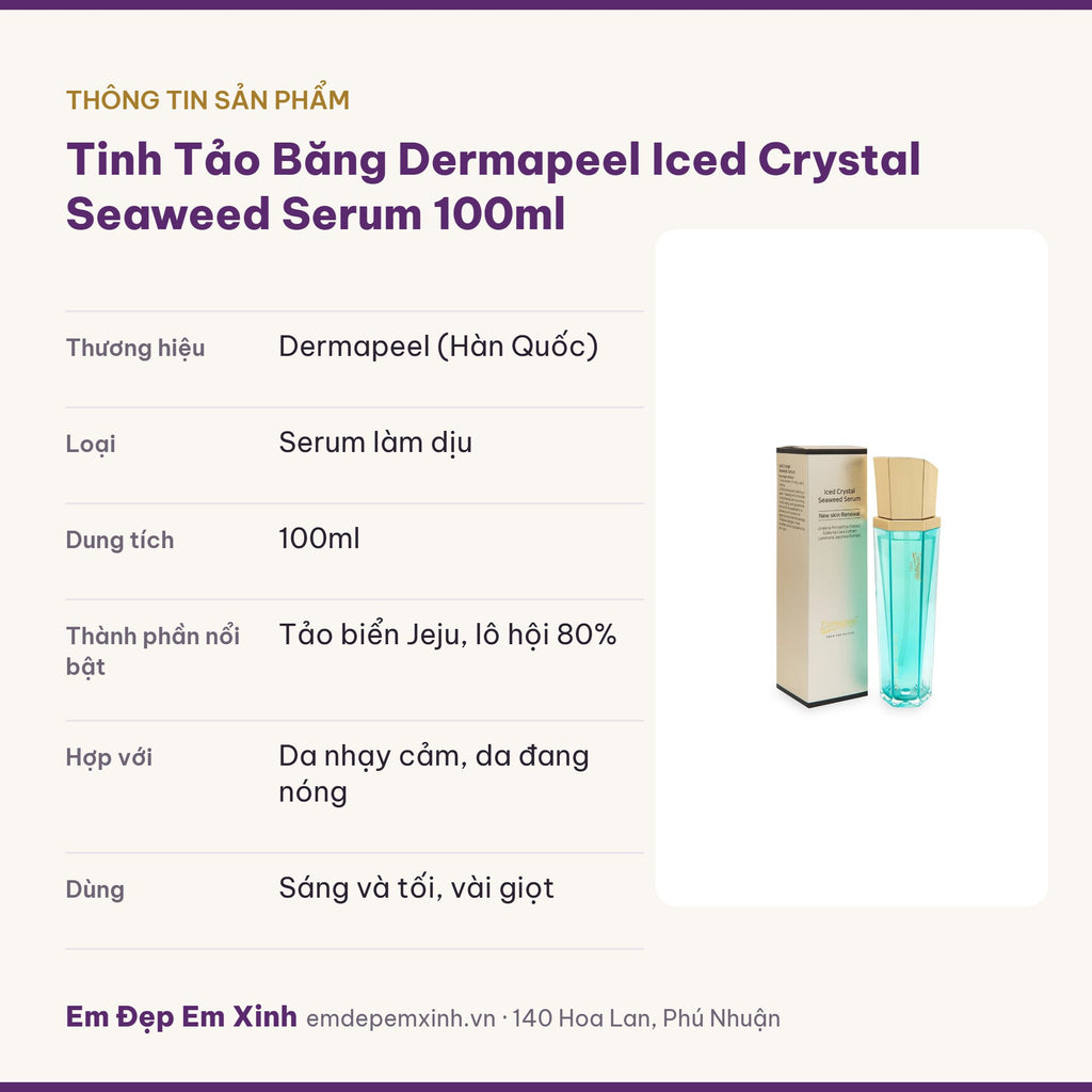 Thông tin sản phẩm Tinh Tảo Băng Dermapeel 100ml