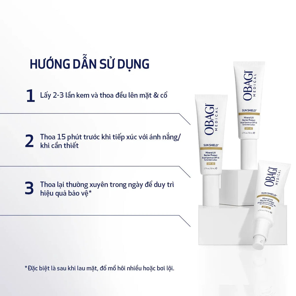 Kem Chống Nắng 100% Khoáng Chất Phổ Rộng Giúp Củng Cố Hàng Rào Bảo Vệ Da Obagi Medical Sunshield™ SPF40