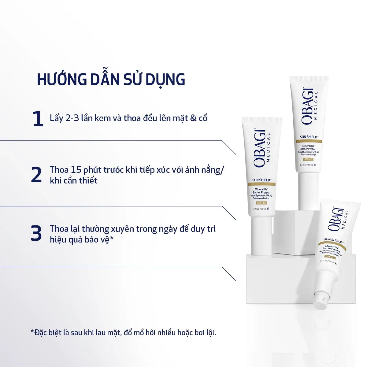 Kem Chống Nắng 100% Khoáng Chất Phổ Rộng Giúp Củng Cố Hàng Rào Bảo Vệ Da Obagi Medical Sunshield™ SPF40