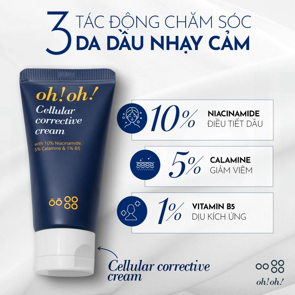 Kem Dưỡng Ẩm Phục Hồi & Làm Sáng Cho Da Mụn oh!oh! Cellular Corrective Cream (30ml)