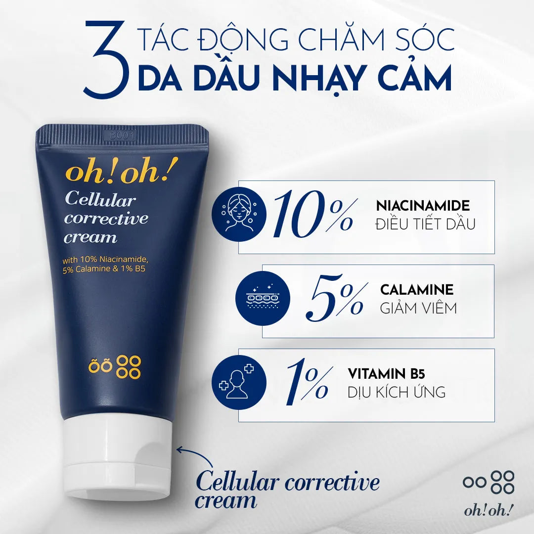 Kem Dưỡng Ẩm Phục Hồi & Làm Sáng Cho Da Mụn oh!oh! Cellular Corrective Cream (30ml)