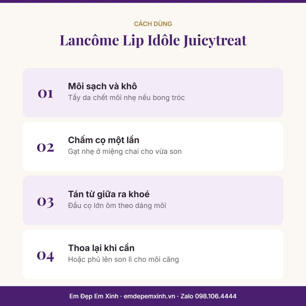 Son dưỡng Lancôme Lip Idôle Juicytreat – cách dùng