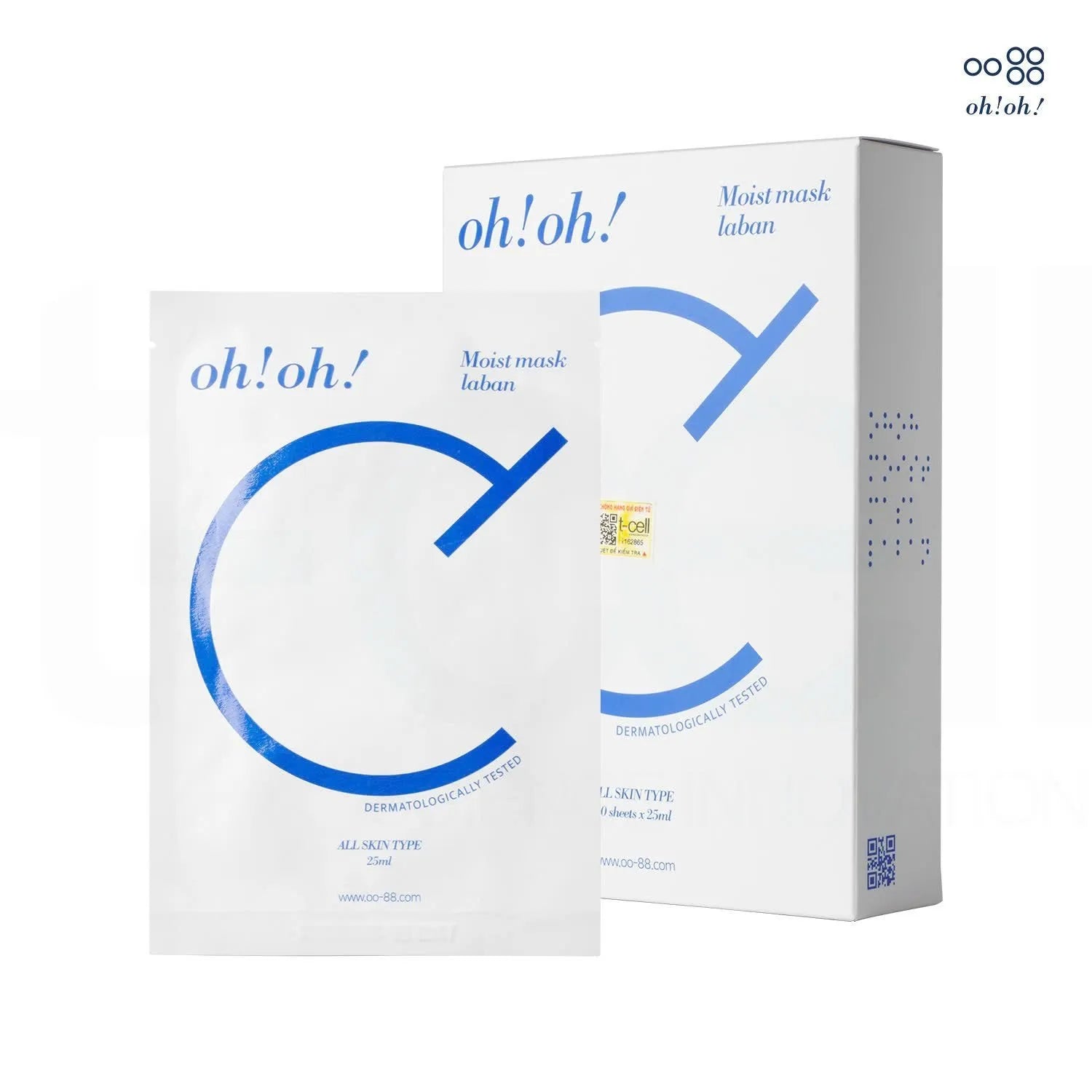 Mặt Nạ Dưỡng Ẩm & Hỗ Trợ Phục Hồi Da Nhạy Cảm oh!oh! Moist Mask Laban (Hộp 10 Miếng)