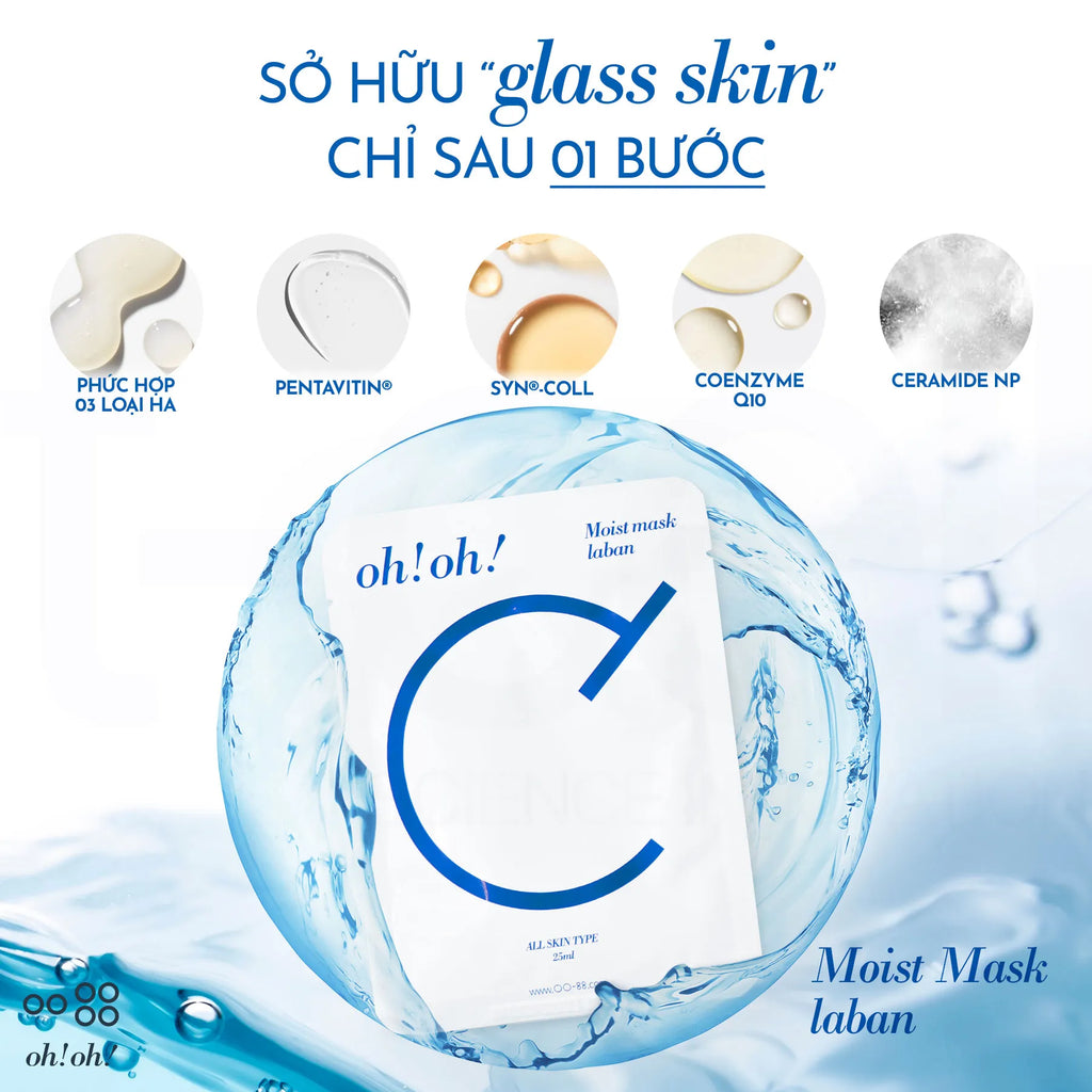Mặt Nạ Dưỡng Ẩm & Hỗ Trợ Phục Hồi Da Nhạy Cảm oh!oh! Moist Mask Laban (Hộp 10 Miếng)