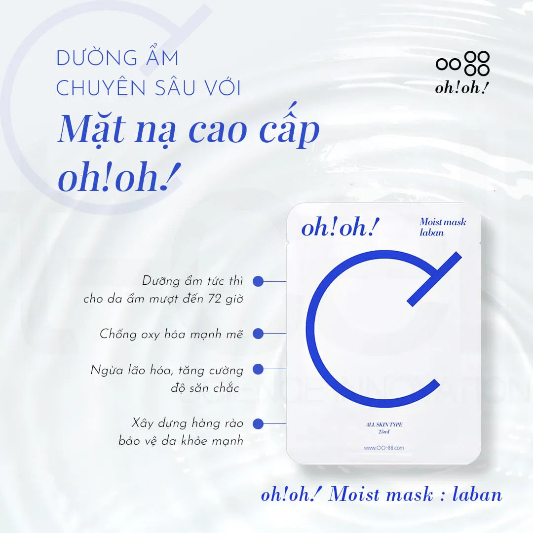Mặt Nạ Dưỡng Ẩm & Hỗ Trợ Phục Hồi Da Nhạy Cảm oh!oh! Moist Mask Laban (Hộp 10 Miếng)