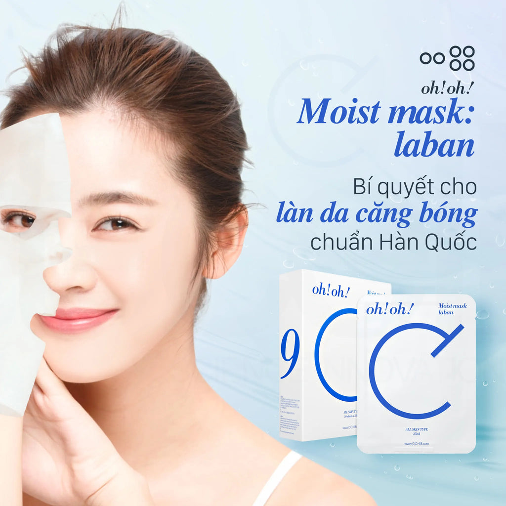 Mặt Nạ Dưỡng Ẩm & Hỗ Trợ Phục Hồi Da Nhạy Cảm oh!oh! Moist Mask Laban (Hộp 10 Miếng)