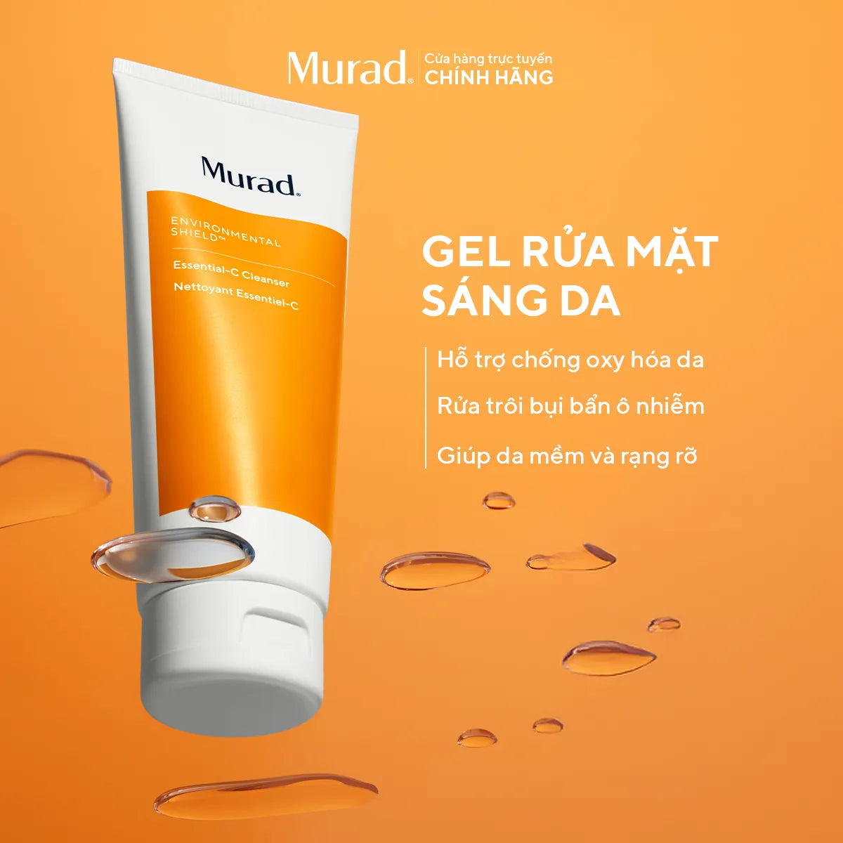 Gel Rửa Mặt Sáng Da & Chống Oxy Hóa Murad Essential-C Cleanser 148ml