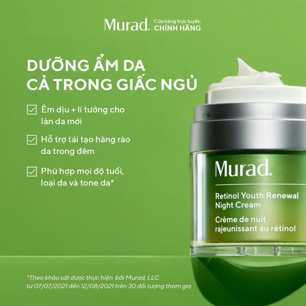 Kem Dưỡng Đêm Retinol Giúp Da Mịn Màng & Mờ Nếp Nhăn Murad Retinol Youth Renewal Night Cream 50ml