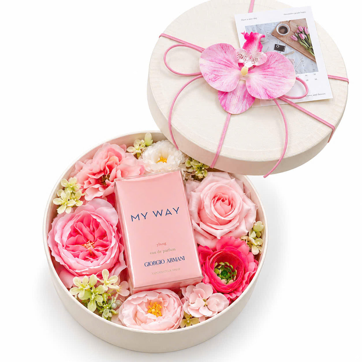 Hộp quà Giorgio Armani My Way Ylang EDP 90ml với hoa trang trí