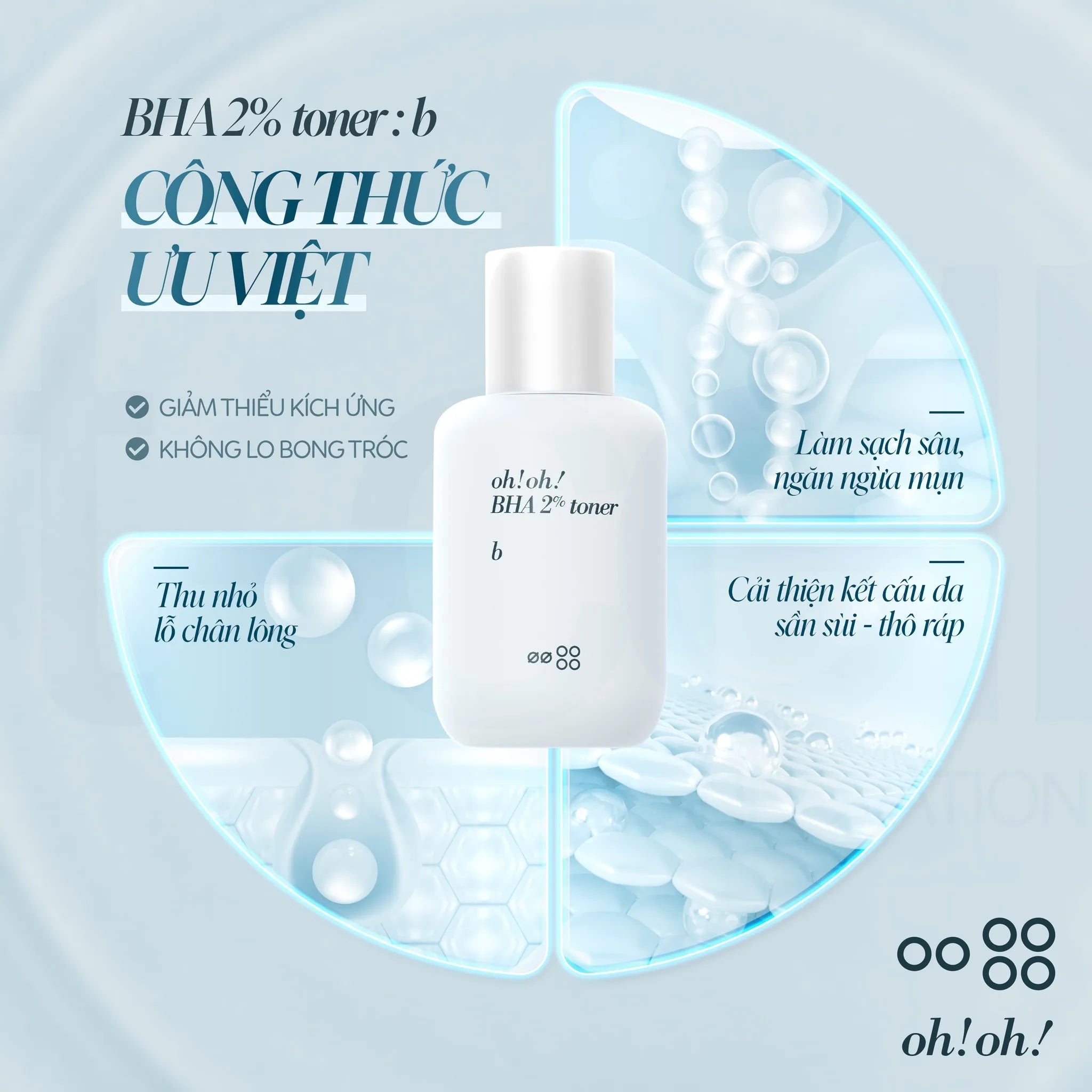Nước Cân Bằng Tẩy Tế Bào Chết Sạch Sâu oh!oh! BHA 2% Toner : b (75ml)