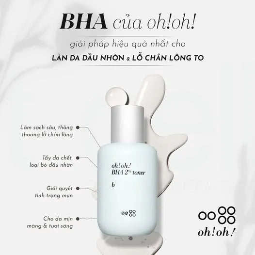 Nước Cân Bằng Tẩy Tế Bào Chết Sạch Sâu oh!oh! BHA 2% Toner : b (75ml)