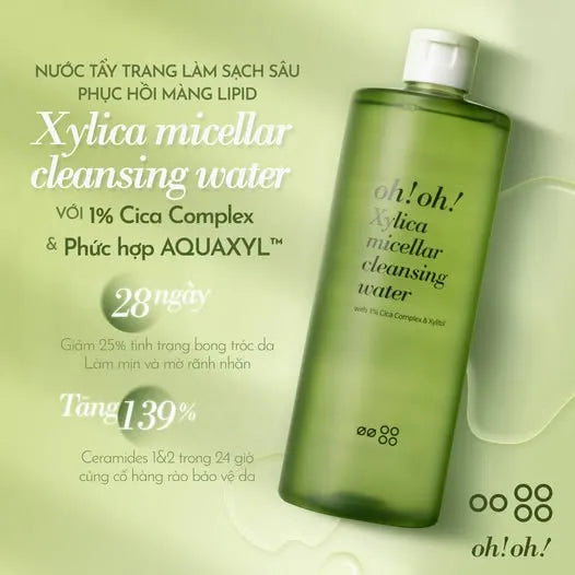 Nước Tẩy Trang Làm Dịu & Hỗ Trợ Phục Hồi Màng Lipid oh!oh! Xylica Micellar Cleansing Water (500ml)