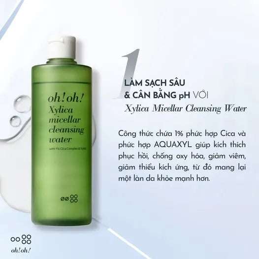 Nước Tẩy Trang Làm Dịu & Hỗ Trợ Phục Hồi Màng Lipid oh!oh! Xylica Micellar Cleansing Water (500ml)