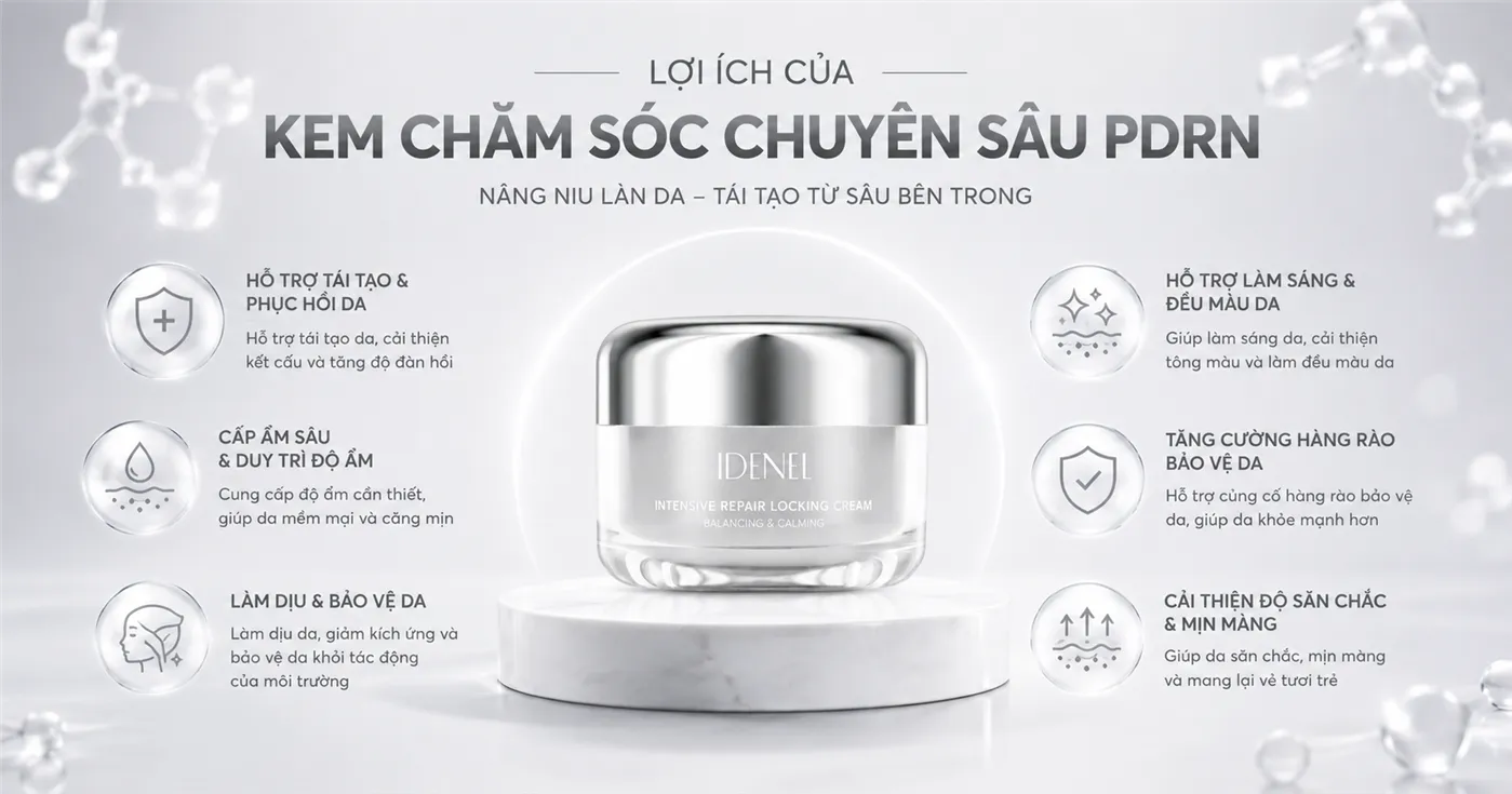 Kem Chăm Sóc Chuyên Sâu PDRN – IDENEL Intensive Repair Locking Cream 50ml
