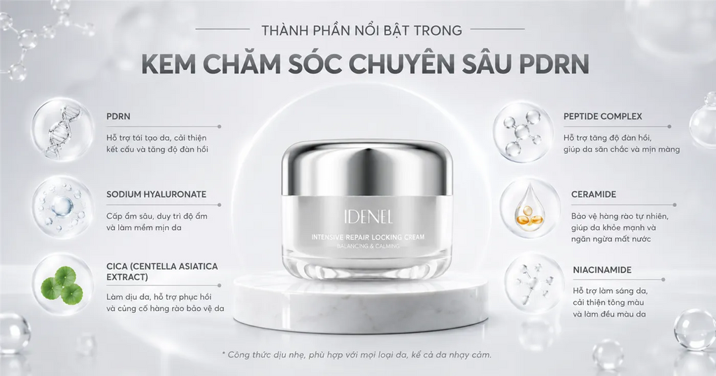 Kem Chăm Sóc Chuyên Sâu PDRN – IDENEL Intensive Repair Locking Cream 50ml