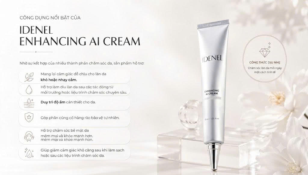 Kem Làm Dịu Và Chăm Sóc Chuyên Biệt Cho Da Nhạy Cảm IDENEL Enhancing AI Cream