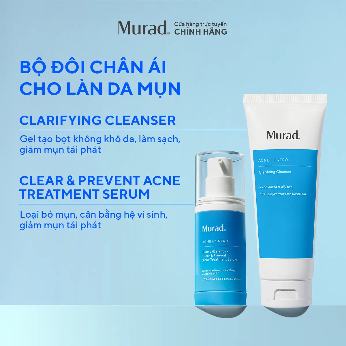 Sữa Rửa Mặt Gel Làm Sạch & Ngừa Mụn Murad Clarifying Cleanser (148ml)