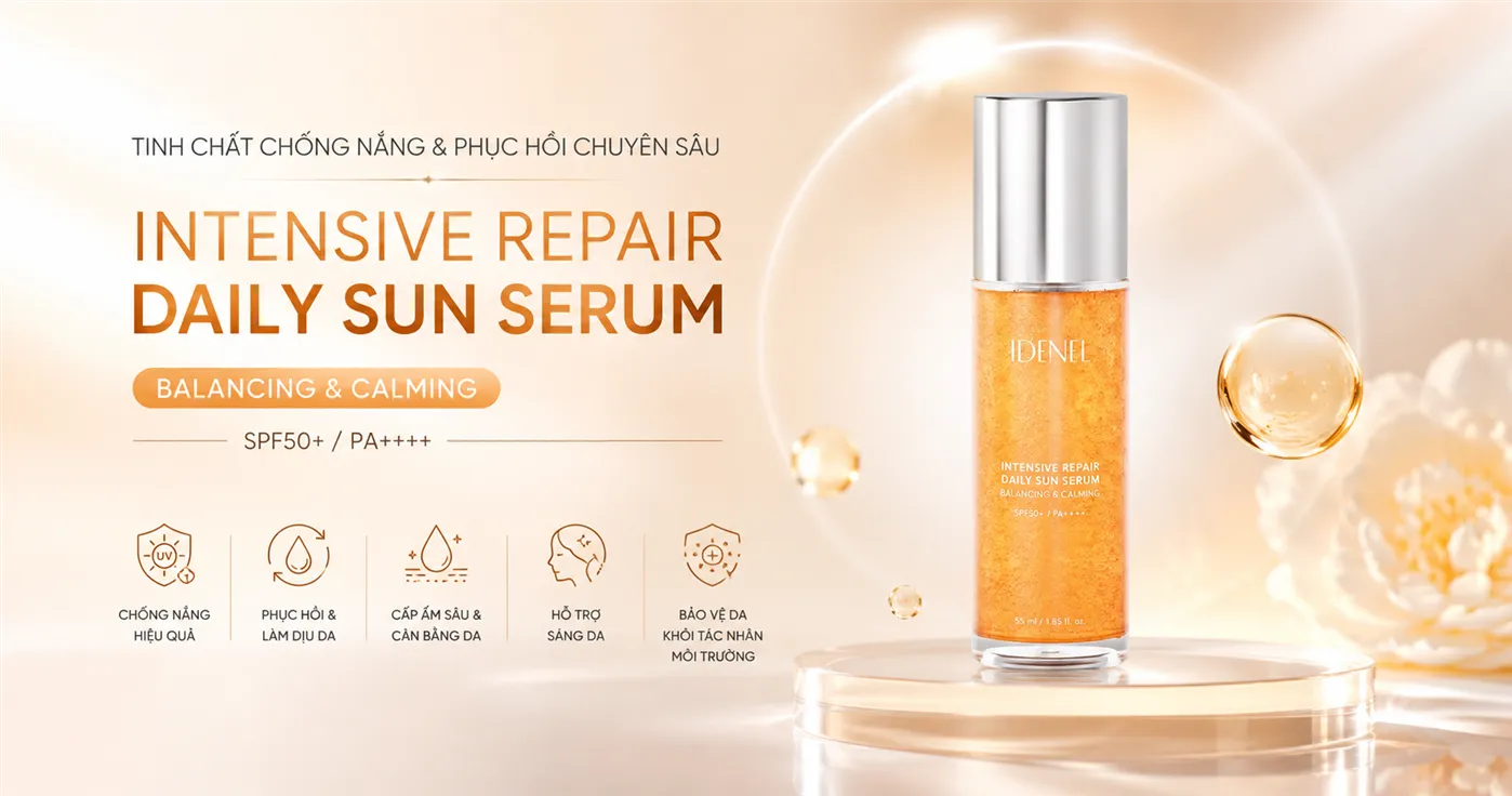 Serum Chống Nắng Noãn Cá Hồi – IDENEL Intensive Repair Daily Sun Serum SPF50+ PA++++ 50ml