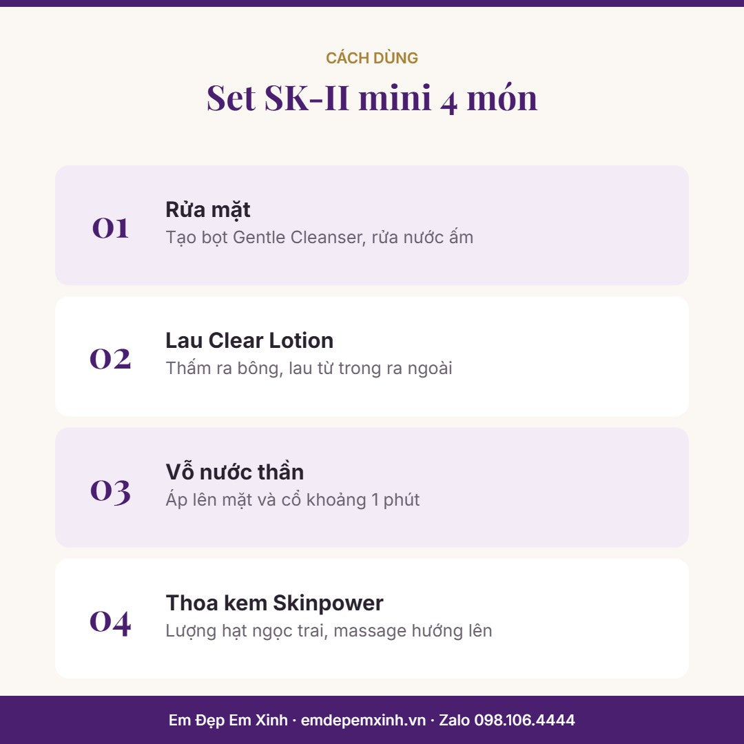 Set dưỡng da SK-II mini 4 món – cách dùng