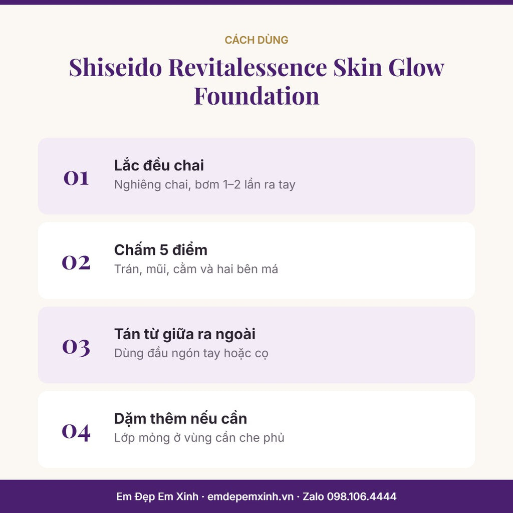 Kem nền Shiseido Revitalessence Skin Glow Foundation – cách dùng