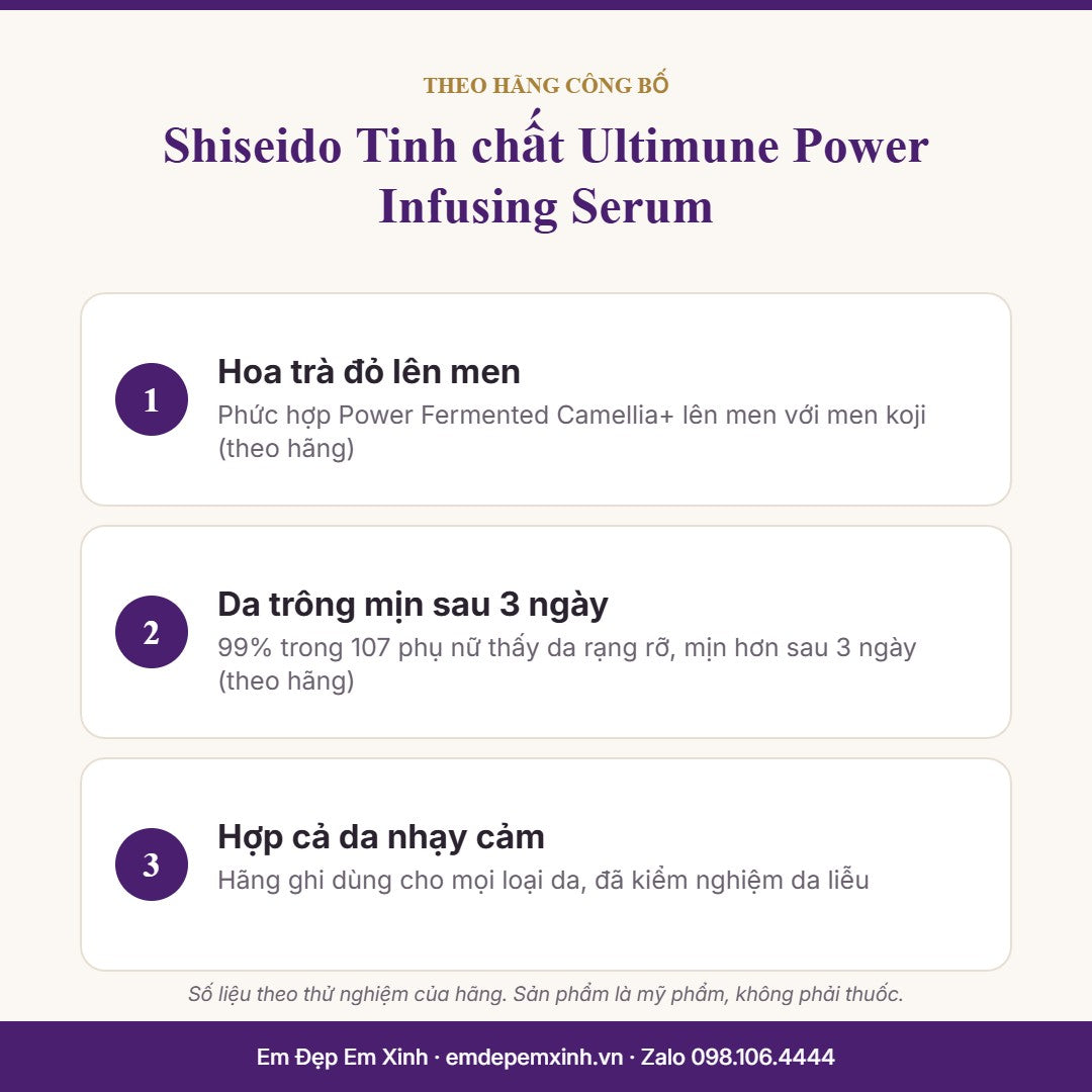 Tinh chất Shiseido Ultimune Power Infusing Serum – 3 điểm chính theo hãng