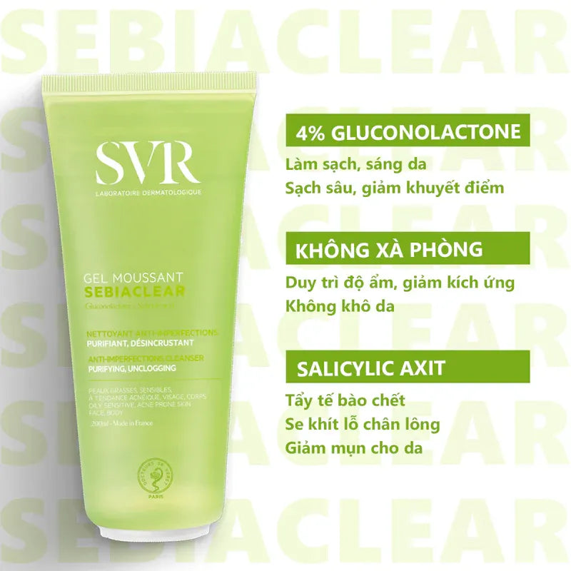 Gel Rửa Mặt Làm Sạch Bã Nhờn & Giảm Mụn SVR Sebiaclear Gel Moussant