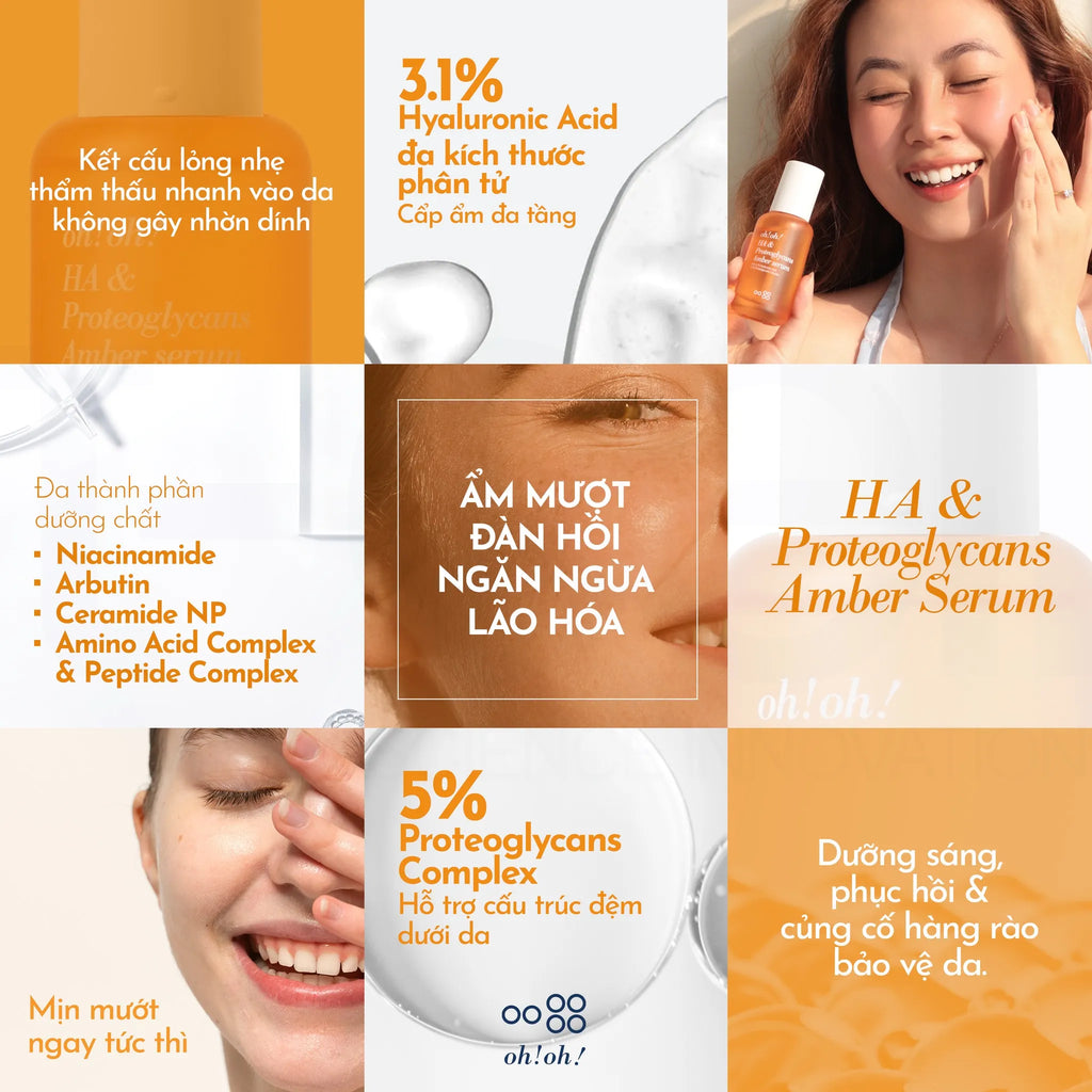 Tinh Chất Cấp Ẩm Chuyên Sâu & Hỗ Trợ Phục Hồi Da oh!oh! HA & Proteoglycans Amber Serum (30ml)