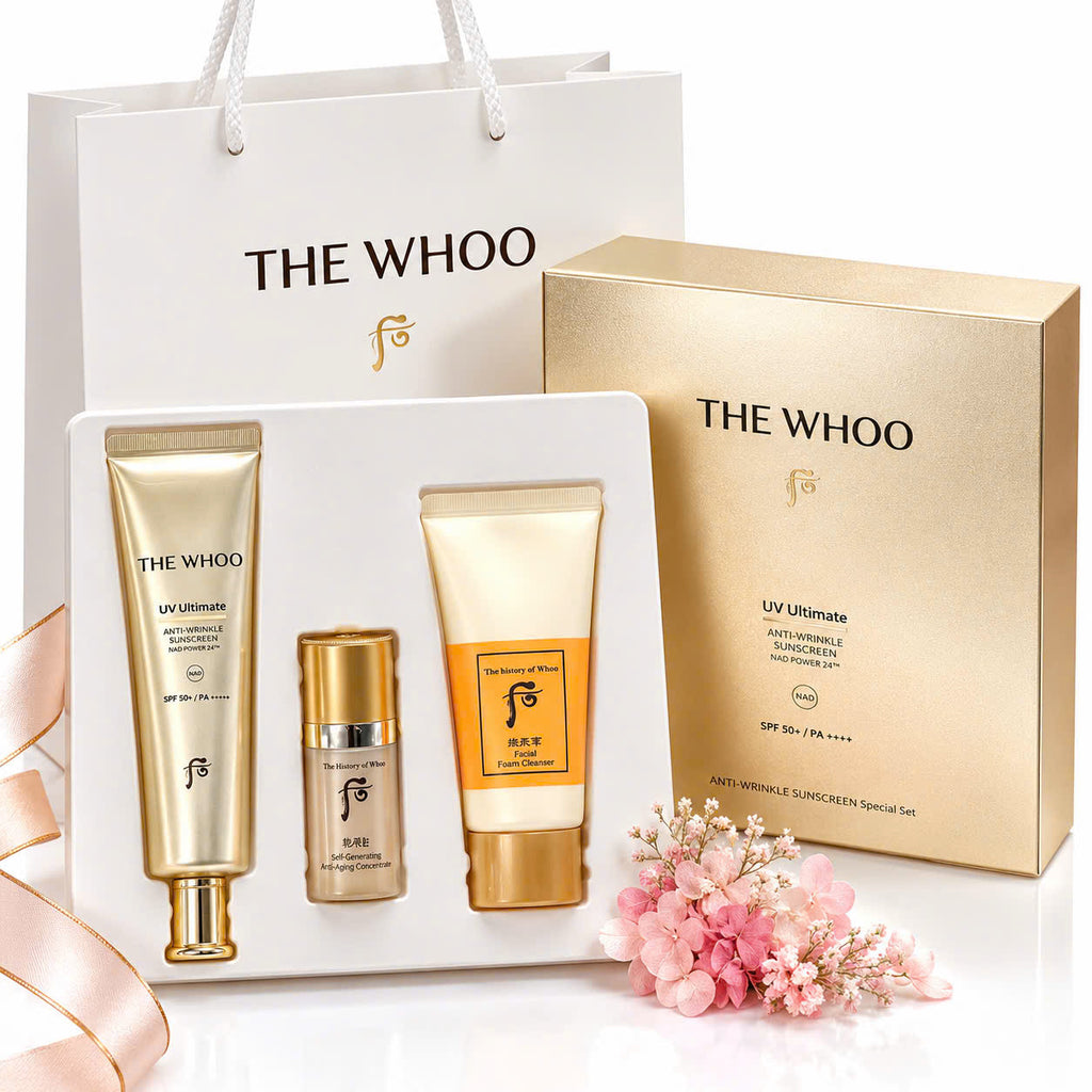 Set quà 20/10 The Whoo UV Ultimate chống nắng 75ml, serum 8ml & sữa rửa mặt 40ml