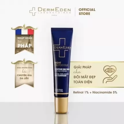 Kem Mắt Làm Mờ Quầng Thâm Nếp Nhăn Bọng Mắt DermEden Eye Contour Retinol 1% Niacinamide 5% 15ML
