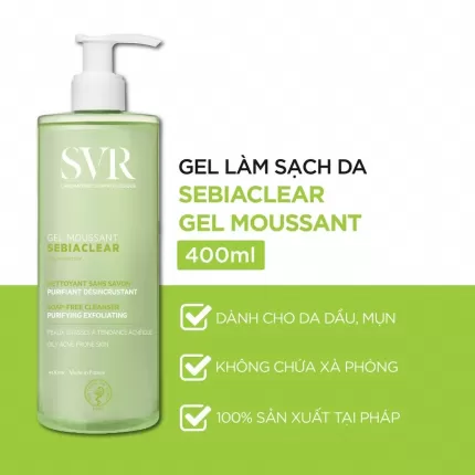 Gel Rửa Mặt SVR Không Chứa Xà Phòng Cho Da Dầu
