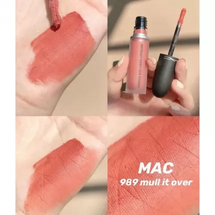 Son Kem Mac Powder Kiss Liquid Lipcolour Màu 989 Mull It Over Cam Hồng Đất