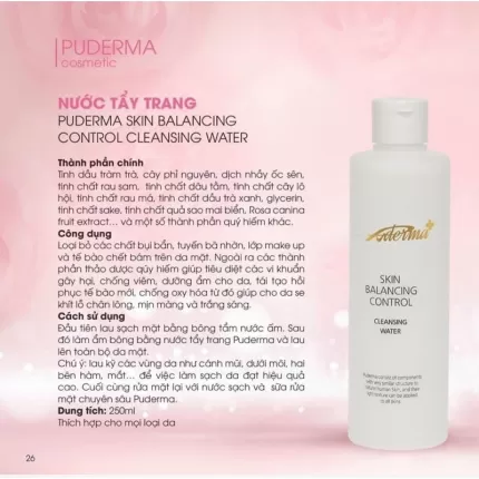 Nước tẩy trang Puderma Skin Balancing Control Cleansing Water