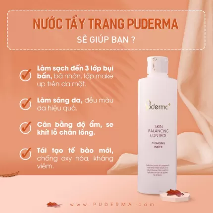 Nước tẩy trang Puderma Skin Balancing Control Cleansing Water